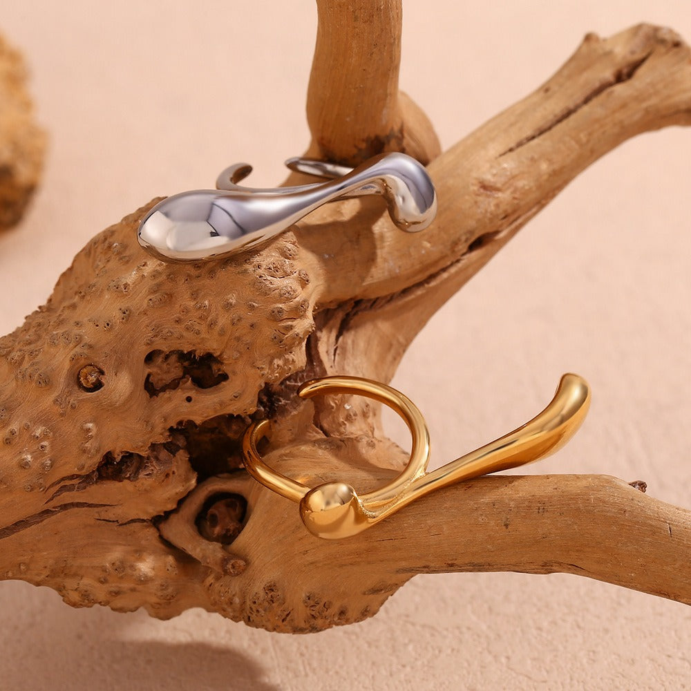 Holly – Bague Ouverte de Goutte d'Eau Irrégulière