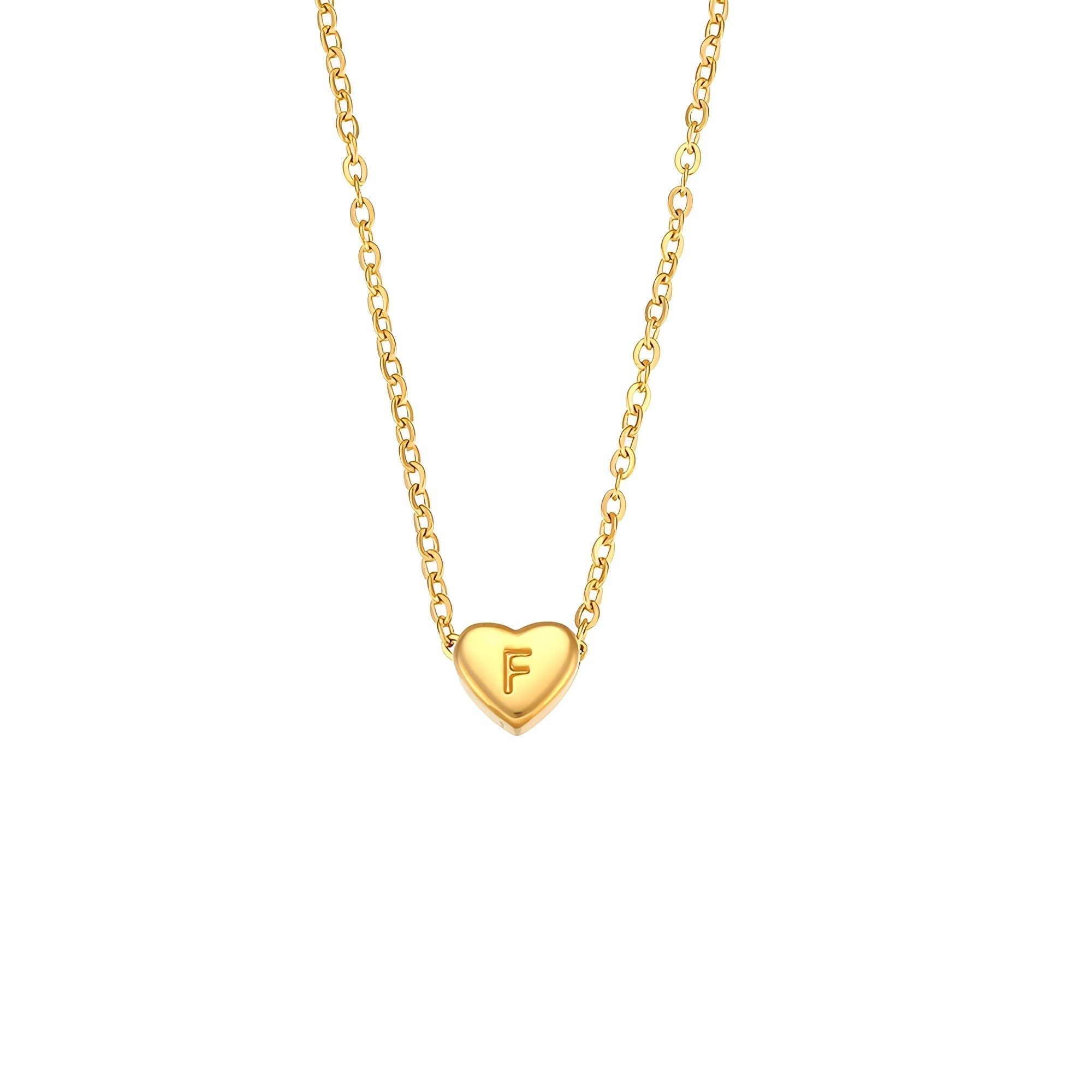Amora – Collier avec Initiales en Forme de Cœur Plaqué Or