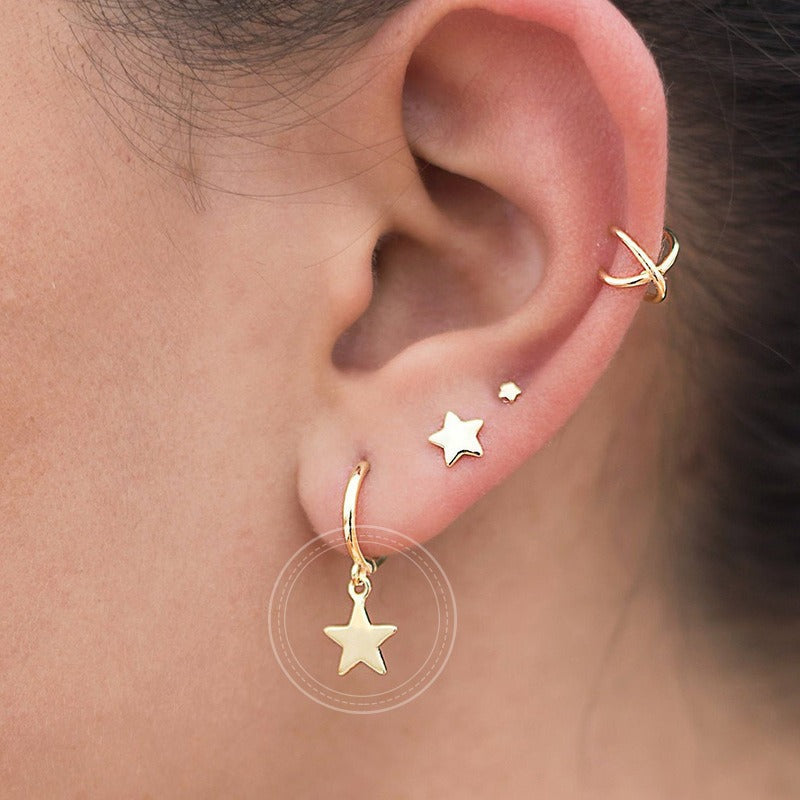 Stellia – Boucles d'oreilles étoile à cinq branches en or