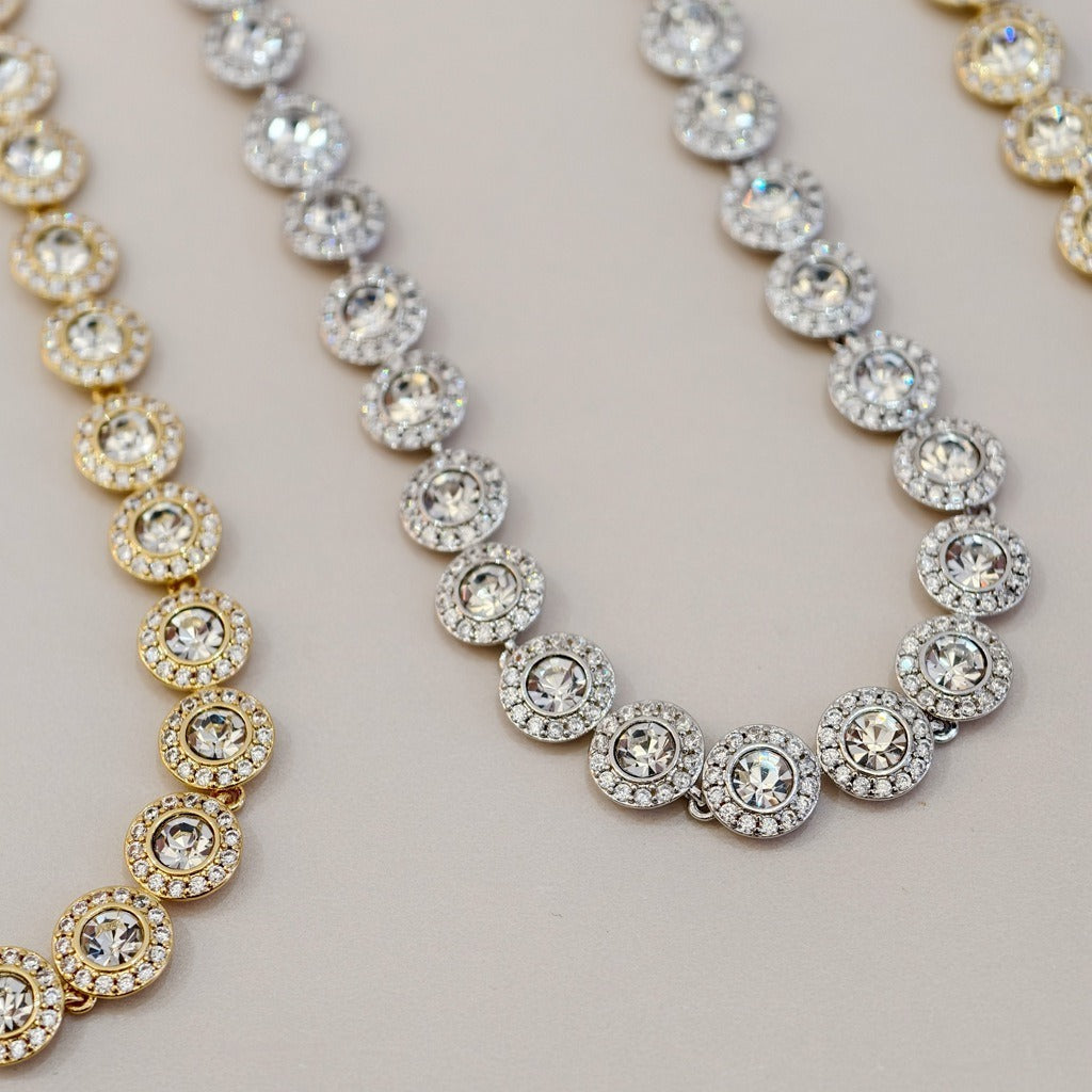 Victoria – Collier et bracelet avec bouton rond brillant