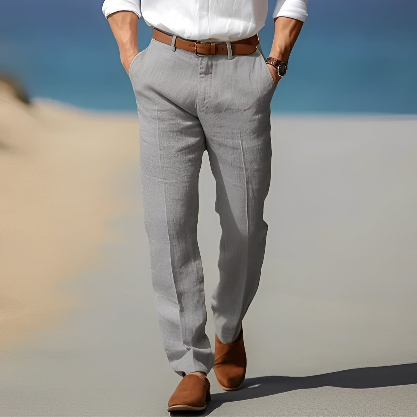 Trent - Pantalon en lin chic et relax pour hommes