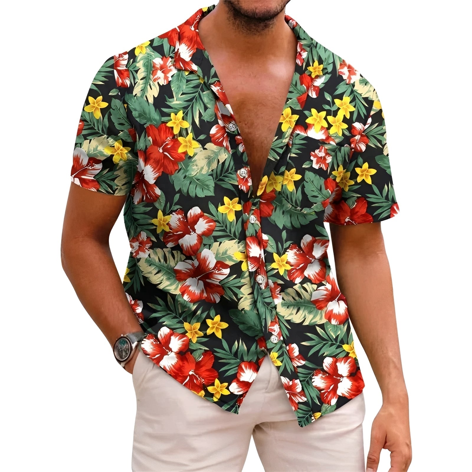 Harry - Chemise élégante à imprimé tropical pour hommes