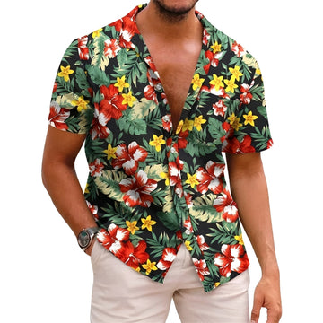 Harry - Chemise élégante à imprimé tropical pour hommes