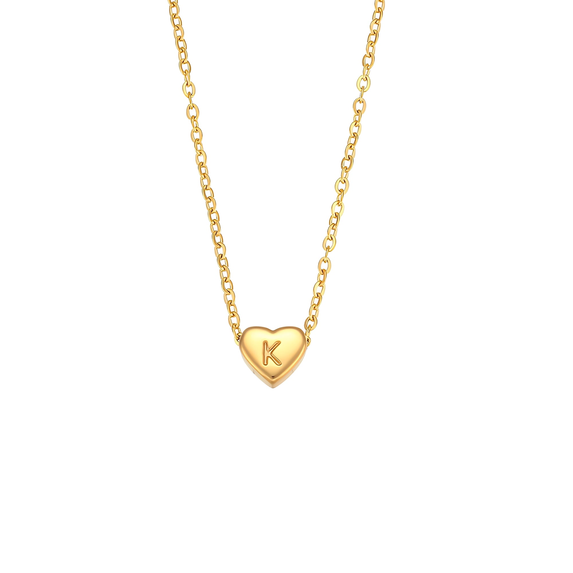 Amora – Collier avec Initiales en Forme de Cœur Plaqué Or