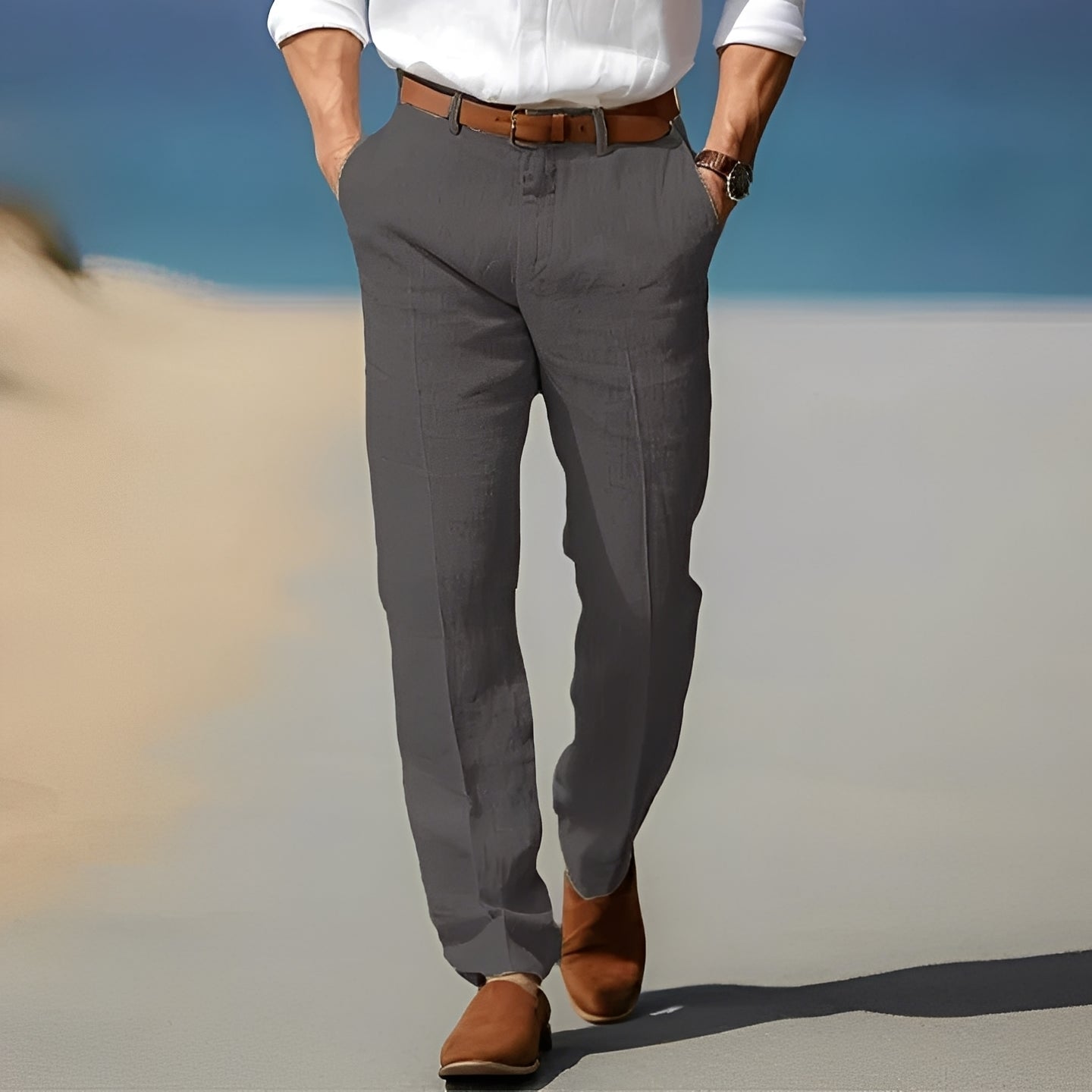 Trent - Pantalon en lin chic et relax pour hommes