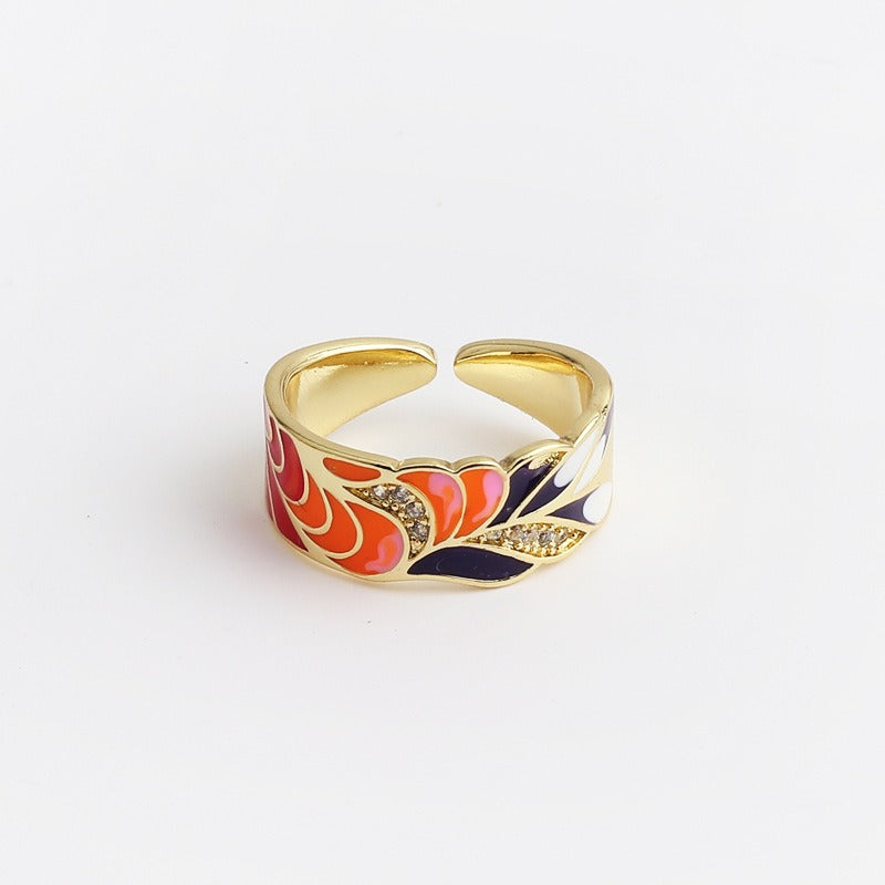 Kamille – Bague Camille grande motif de feuille bleue