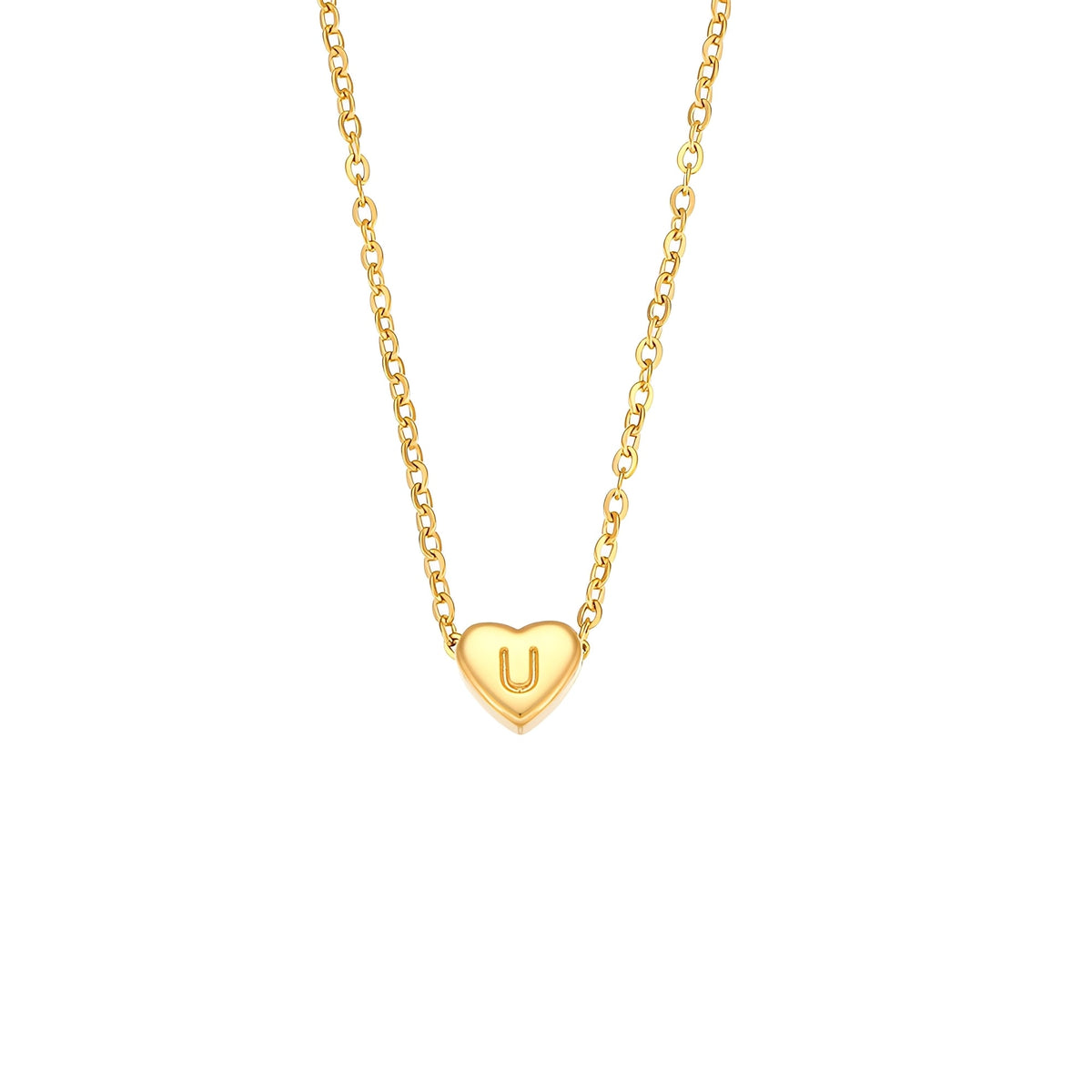 Amora – Collier avec Initiales en Forme de Cœur Plaqué Or