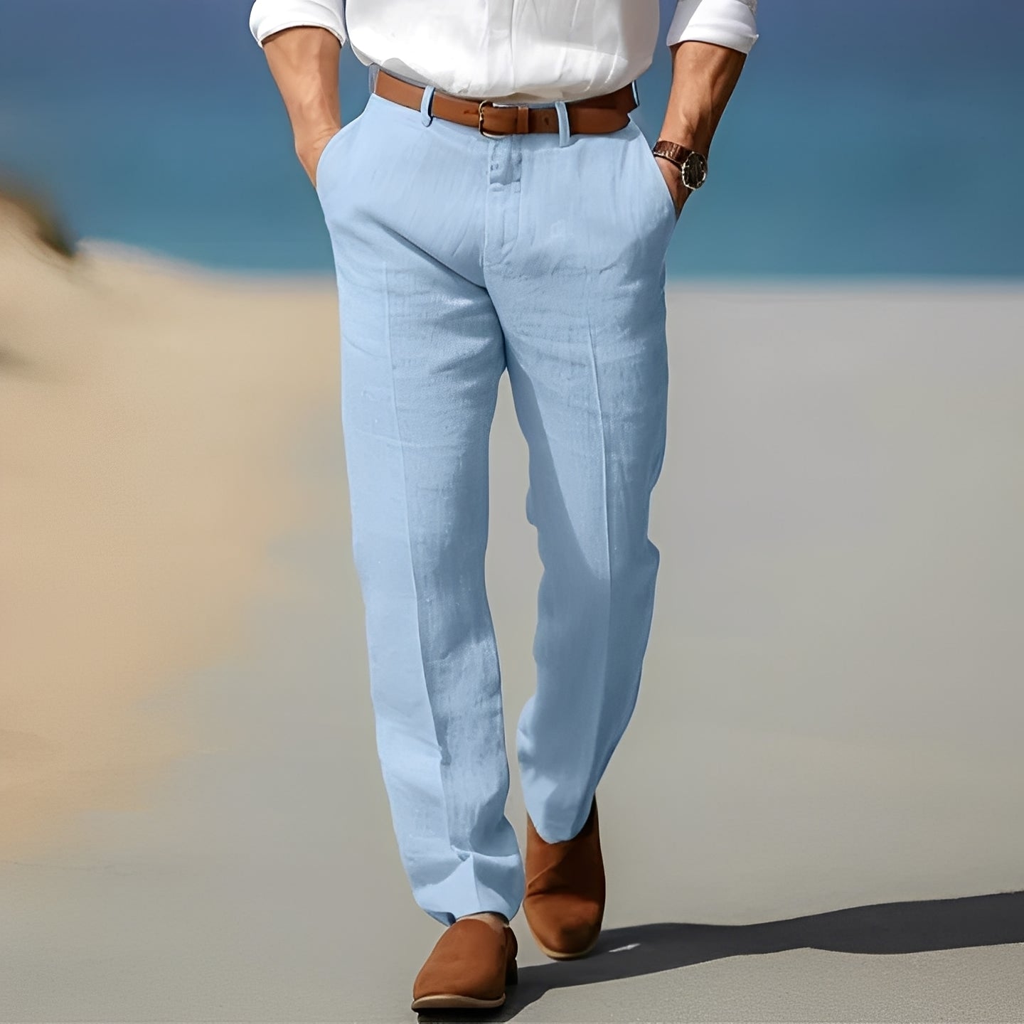 Trent - Pantalon en lin chic et relax pour hommes