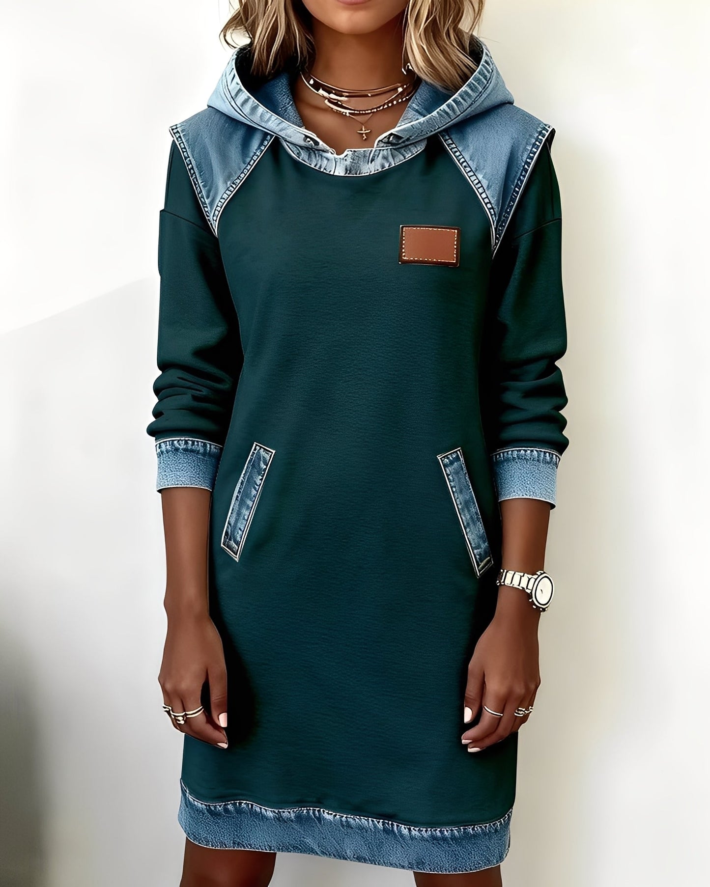 Catherine - Robe à capuche élégante avec poches pour femmes