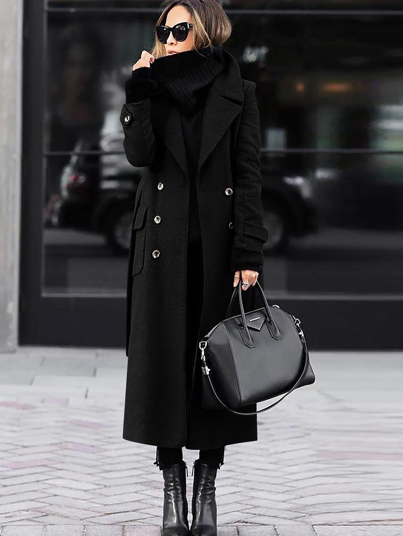 Helene – Manteau long ajusté pour femmes avec double boutonnage