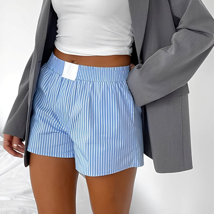 Naya – Shorts Rayés pour Femme avec Taille Élastique