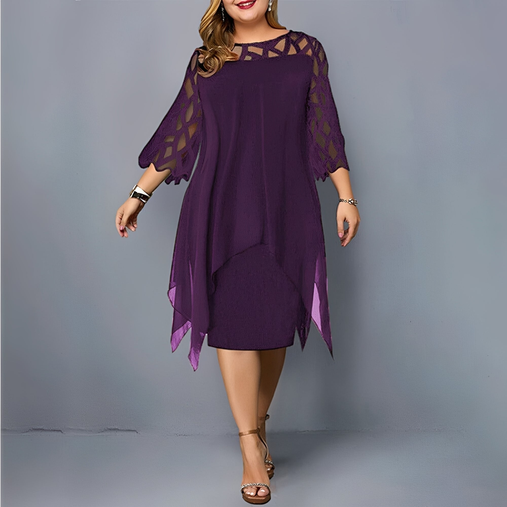 Eleanor - Robe midi en chiffon élégante