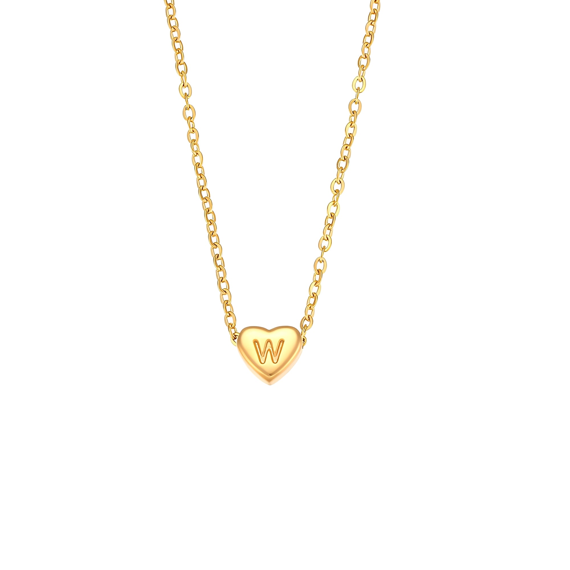 Amora – Collier avec Initiales en Forme de Cœur Plaqué Or