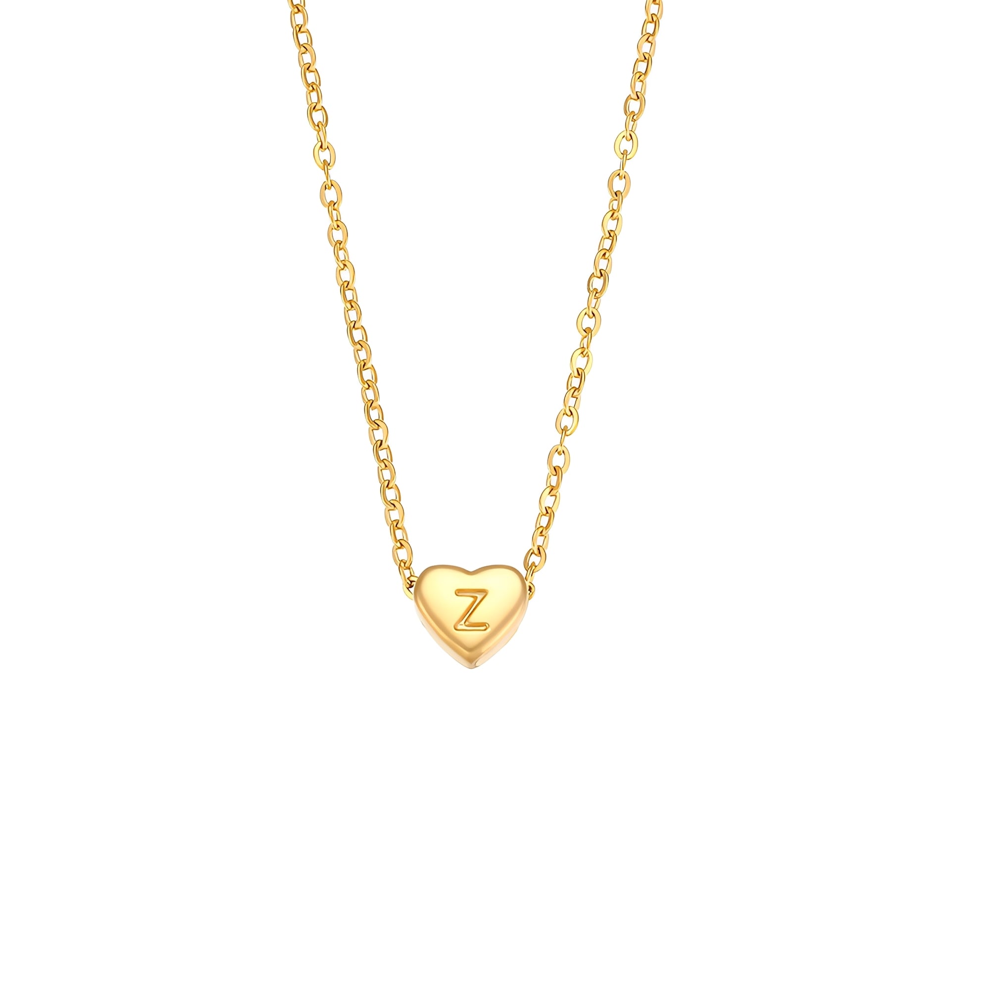Amora – Collier avec Initiales en Forme de Cœur Plaqué Or