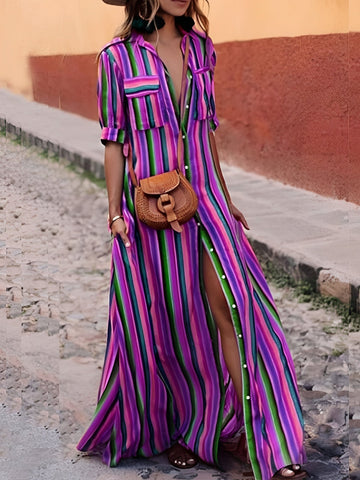 Samara - Robe Maxi Rayée Élégante