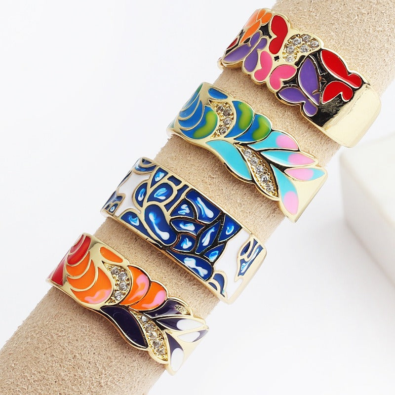 Kamille – Bague Camille grande motif de feuille bleue