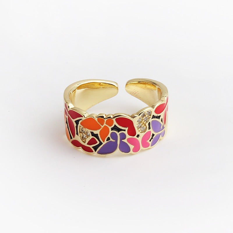Kamille – Bague Camille grande motif de feuille bleue