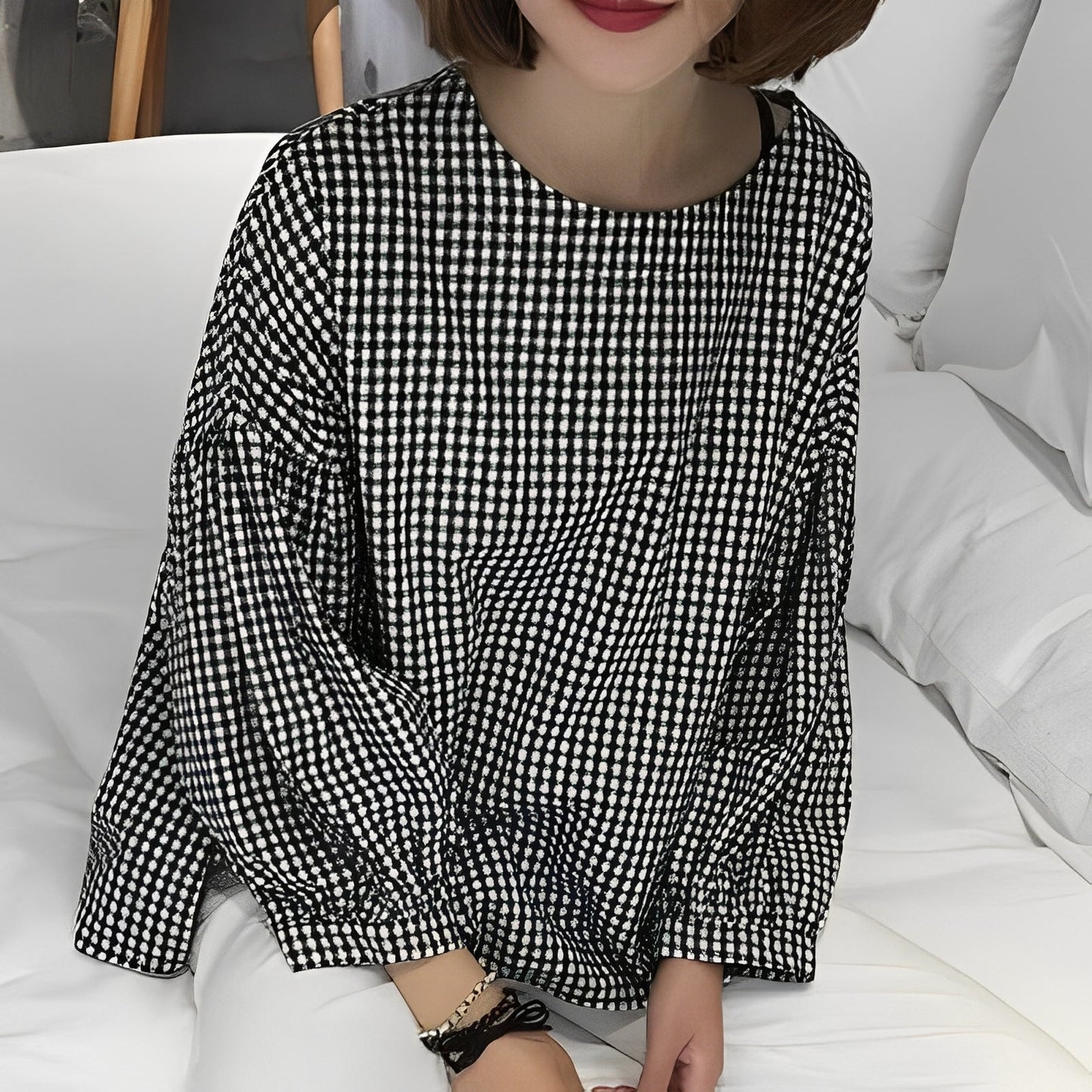 Tahlia - Chemise ample à carreaux pour femmes avec design asymétrique