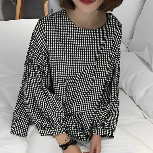 Tahlia - Chemise ample à carreaux pour femmes avec design asymétrique