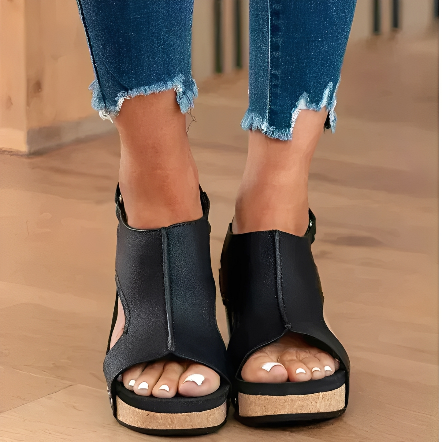 Mira - Sandales à Talons Compensés Ouverts Style Confortable