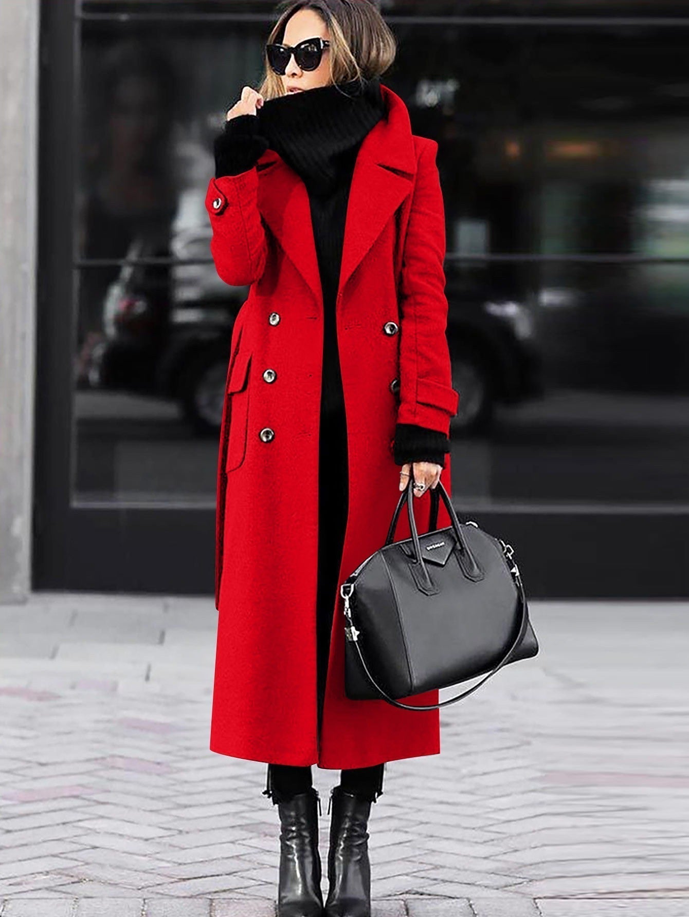 Helene – Manteau long ajusté pour femmes avec double boutonnage