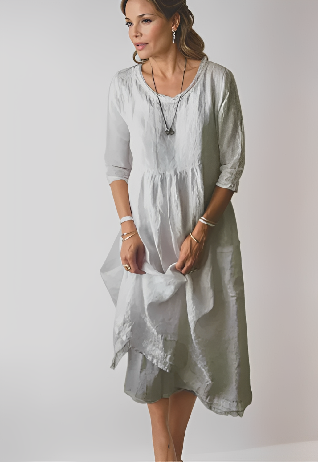 Hazel - Robe décontractée et ample avec manches 3/4 pour femmes