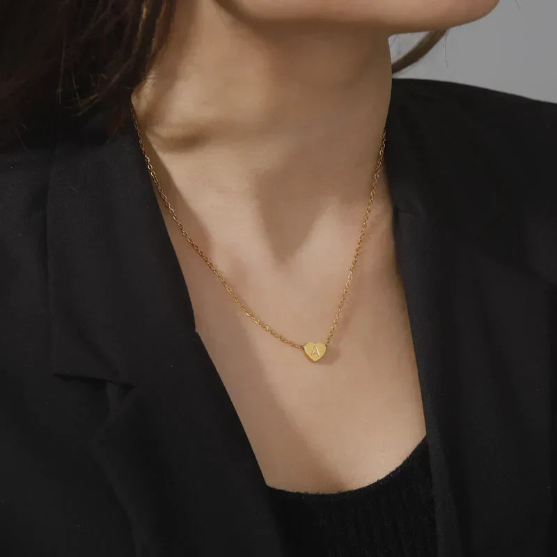 Cœur - Collier d'initiales en or