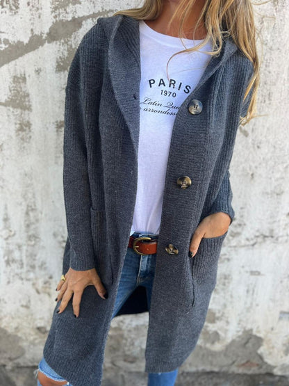 Halima - Gilet-femme - Long et à capuche