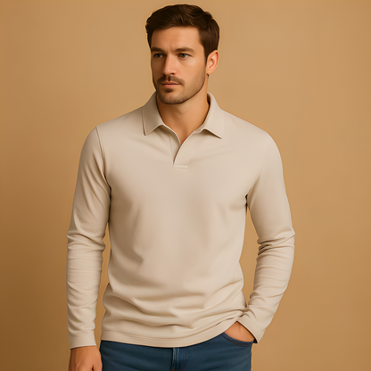 Abrence - Herren-Poloshirt mit langen Ärmeln, lässiger Stil
