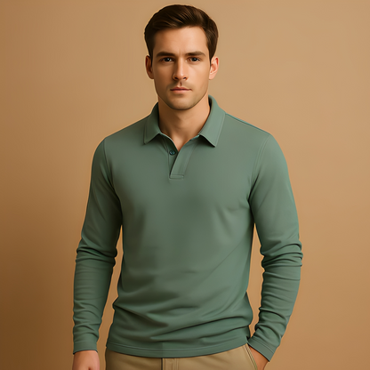 Abrence - Herren-Poloshirt mit langen Ärmeln, lässiger Stil
