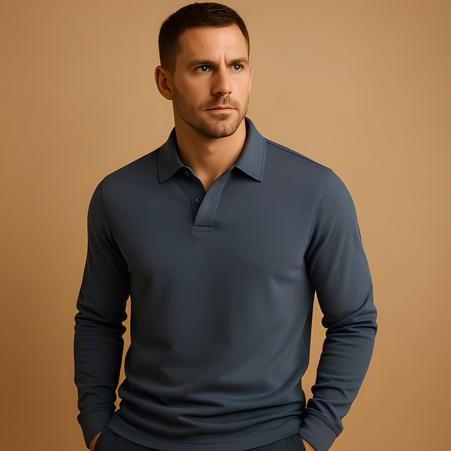 Abrence - Herren-Poloshirt mit langen Ärmeln, lässiger Stil