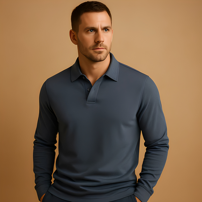 Abrence - Herren-Poloshirt mit langen Ärmeln, lässiger Stil