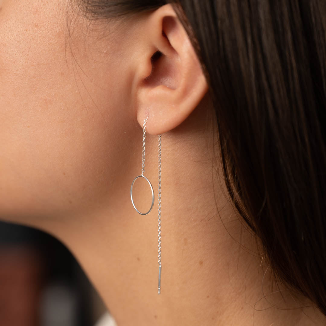 Boucles d'oreilles en fil en forme de cercle - Boucles d'oreilles longues pendantes