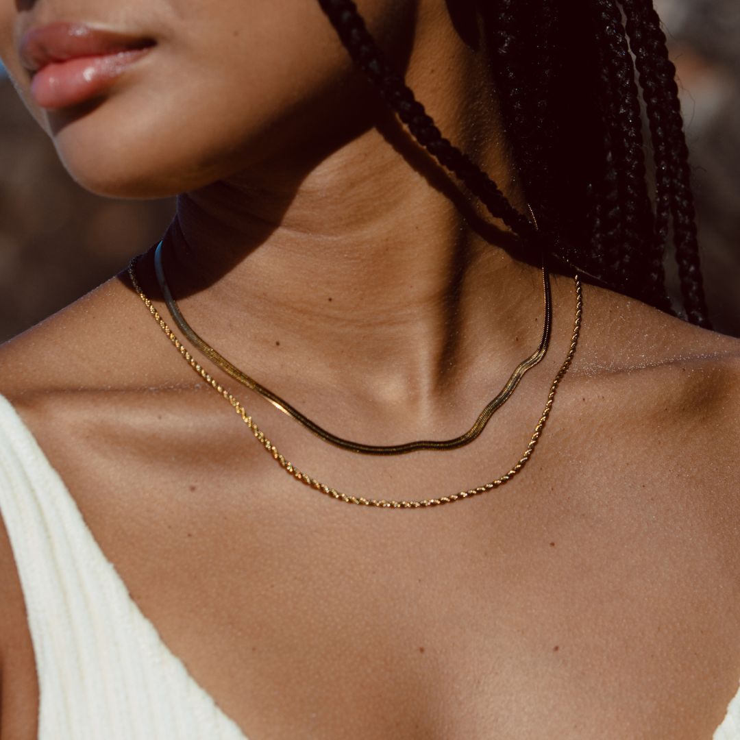 Ios – collier à double couche avec revêtement en or
