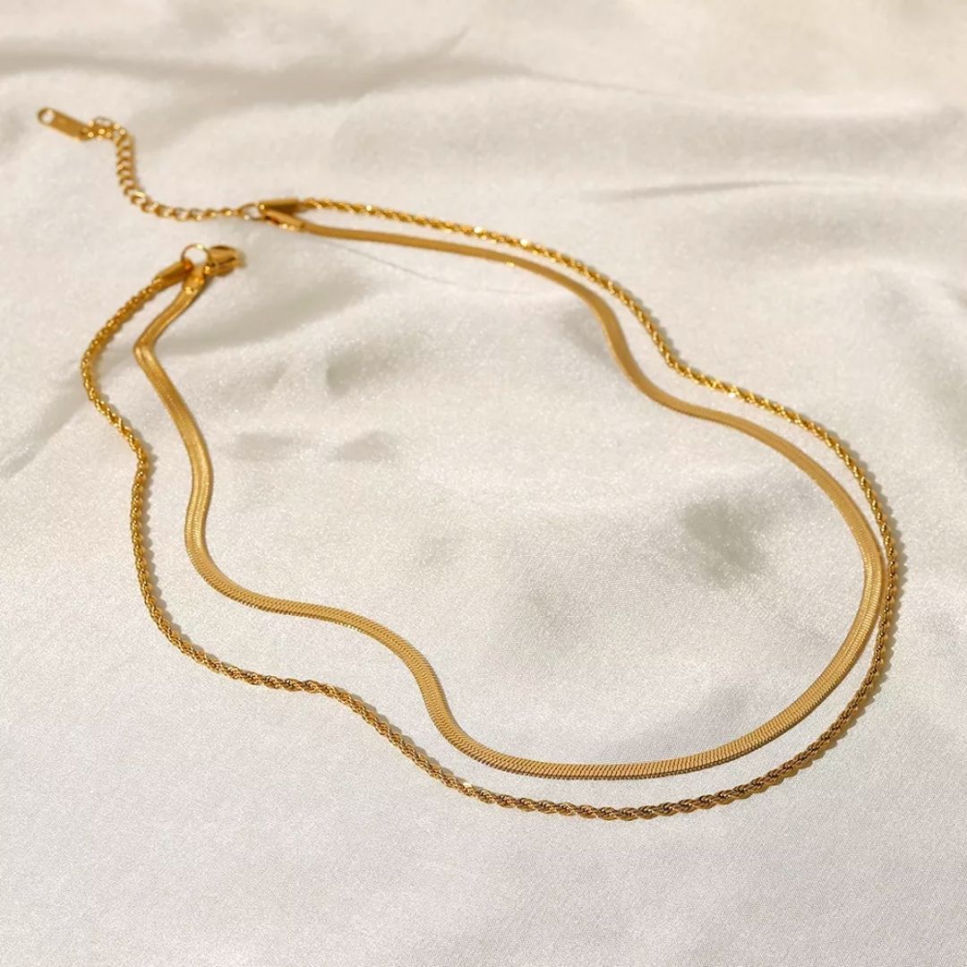 Ios – collier à double couche avec revêtement en or