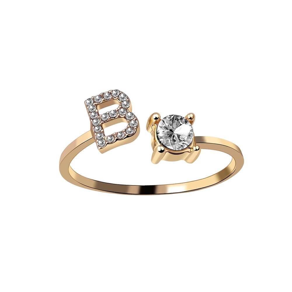 Nyla – Bague avec initiale et zirconias