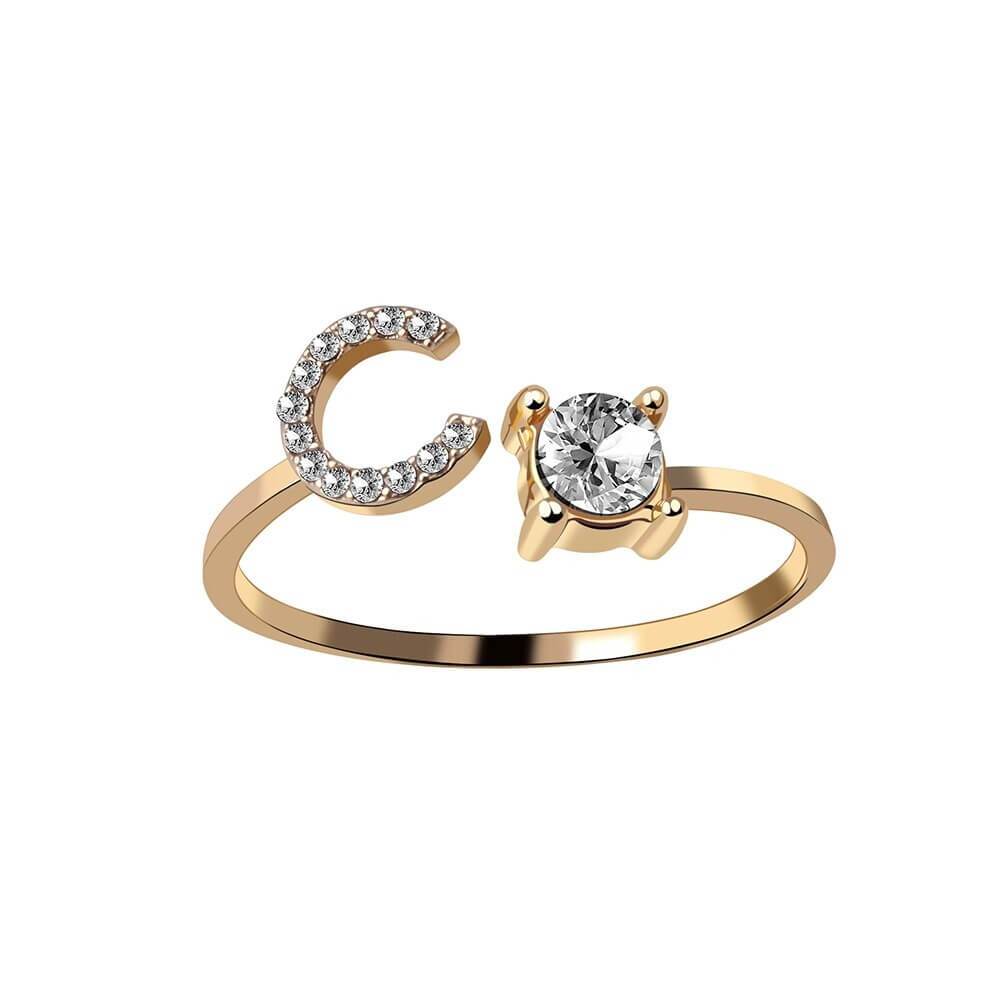 Nyla – Bague avec initiale et zirconias