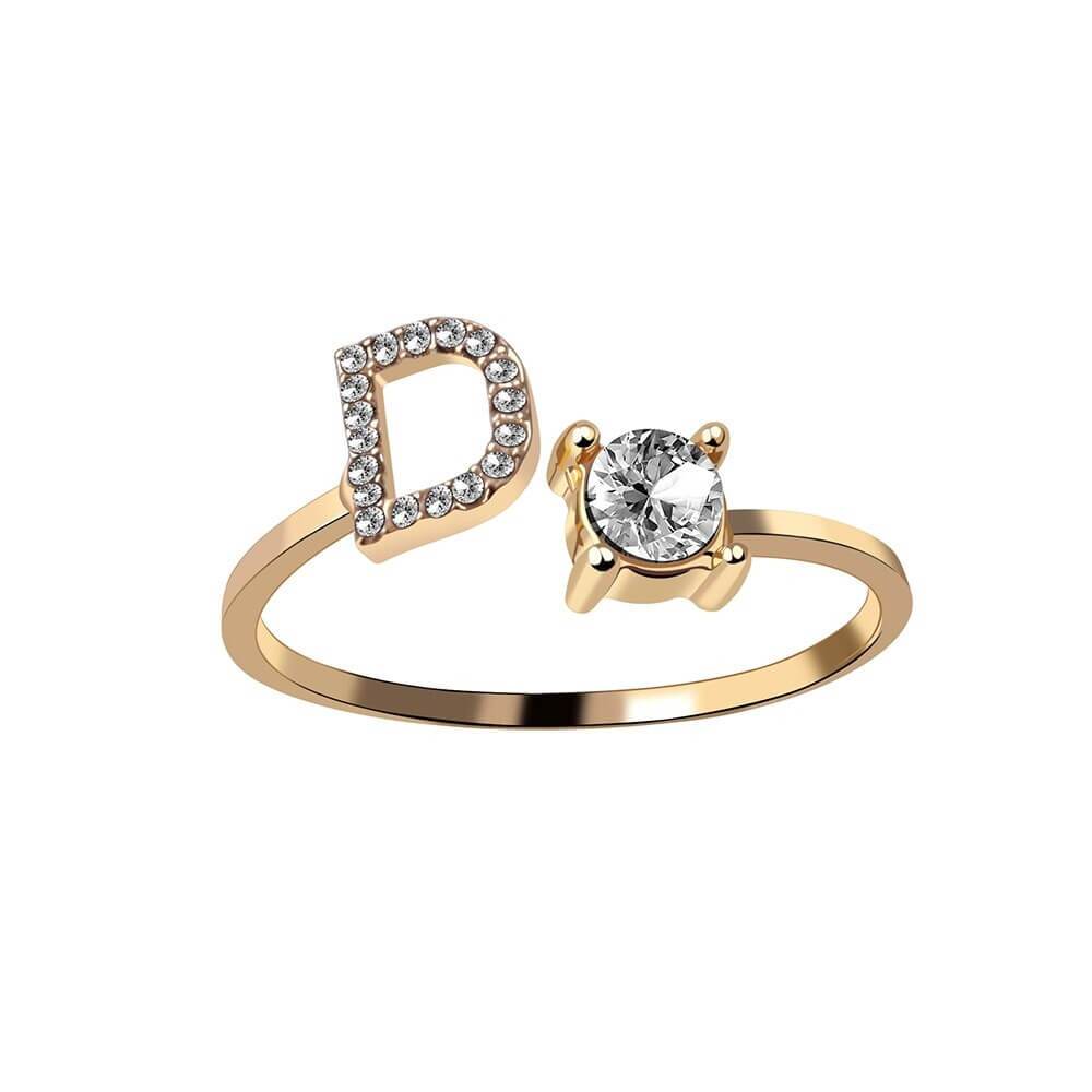 Nyla – Bague avec initiale et zirconias