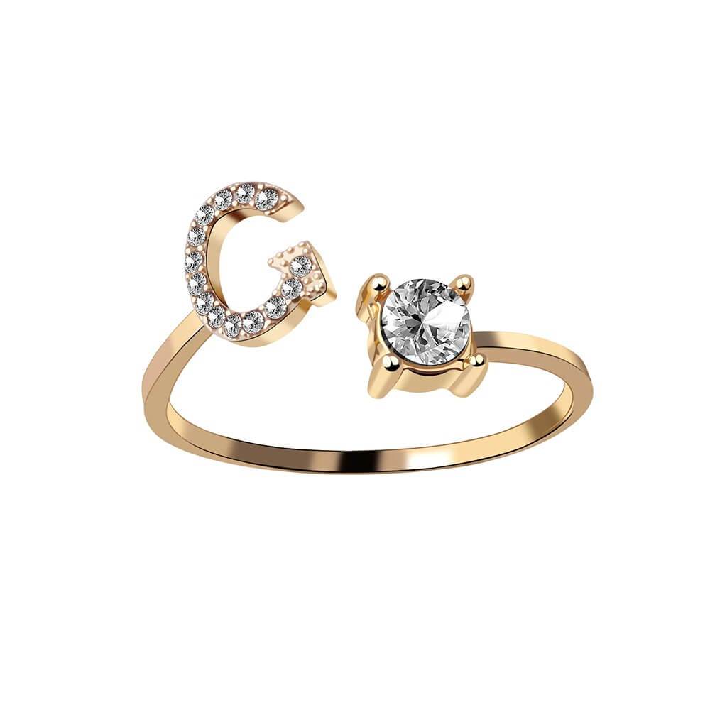 Nyla – Bague avec initiale et zirconias