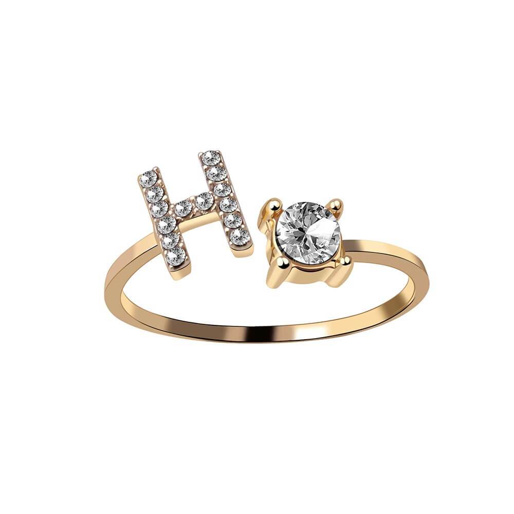 Nyla – Bague avec initiale et zirconias
