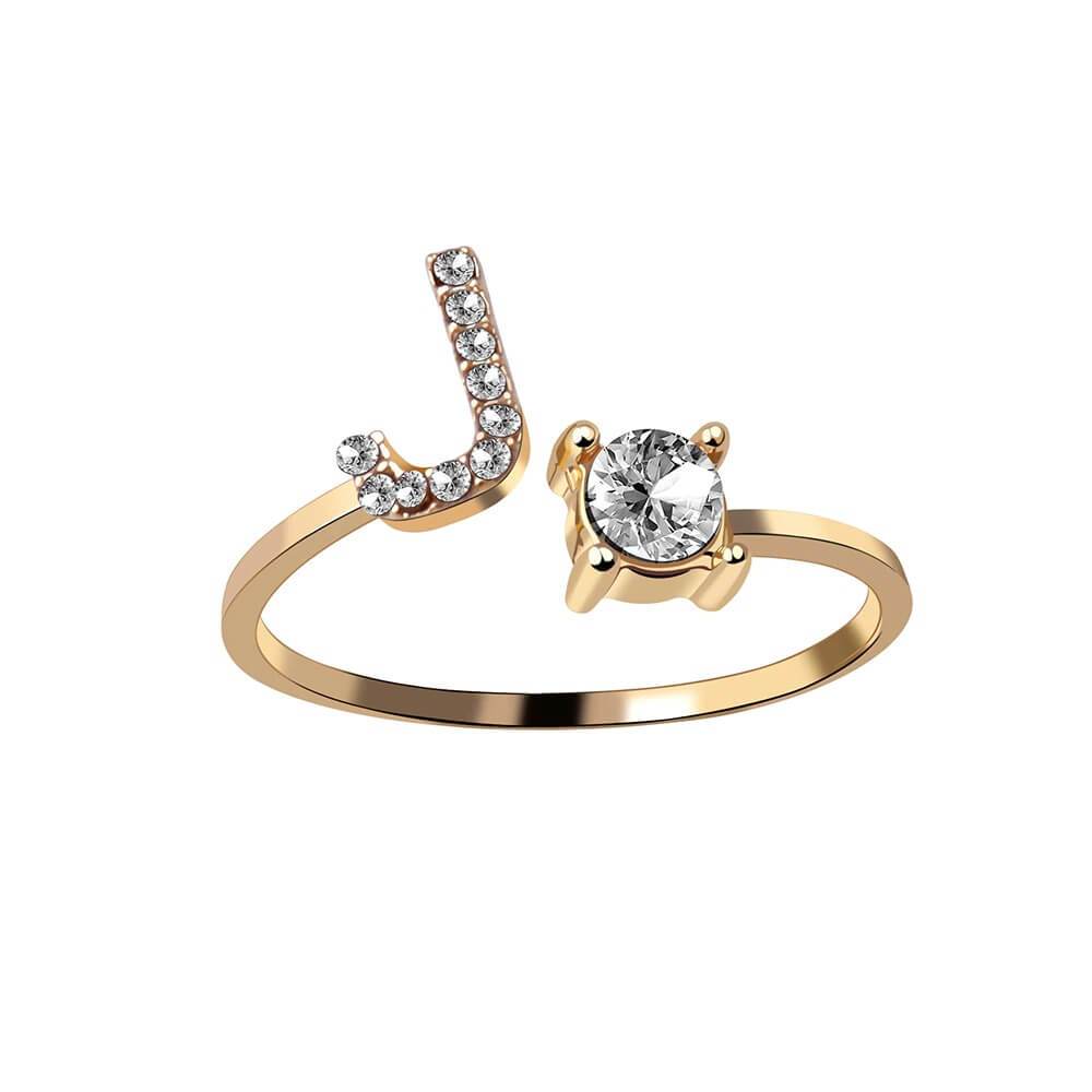 Nyla – Bague avec initiale et zirconias