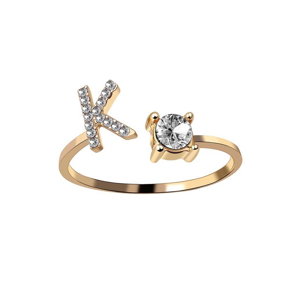 Nyla – Bague avec initiale et zirconias