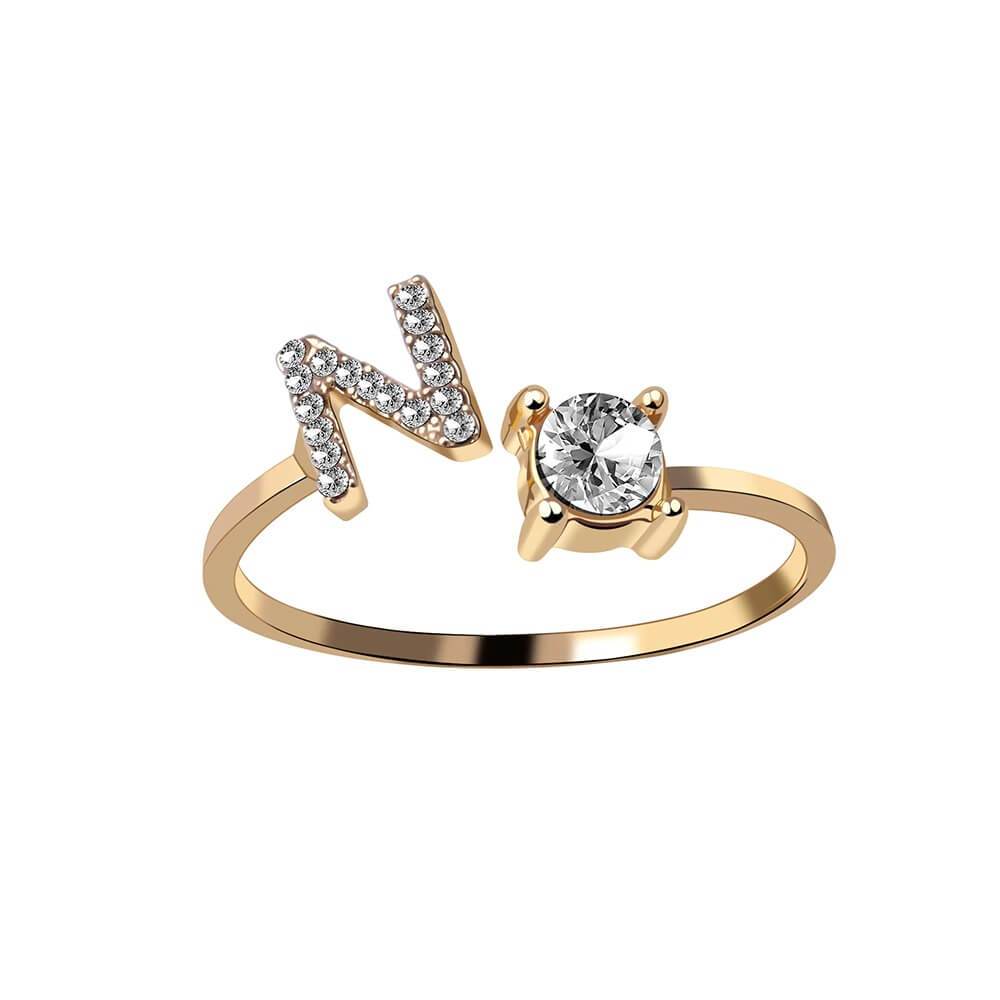 Nyla – Bague avec initiale et zirconias
