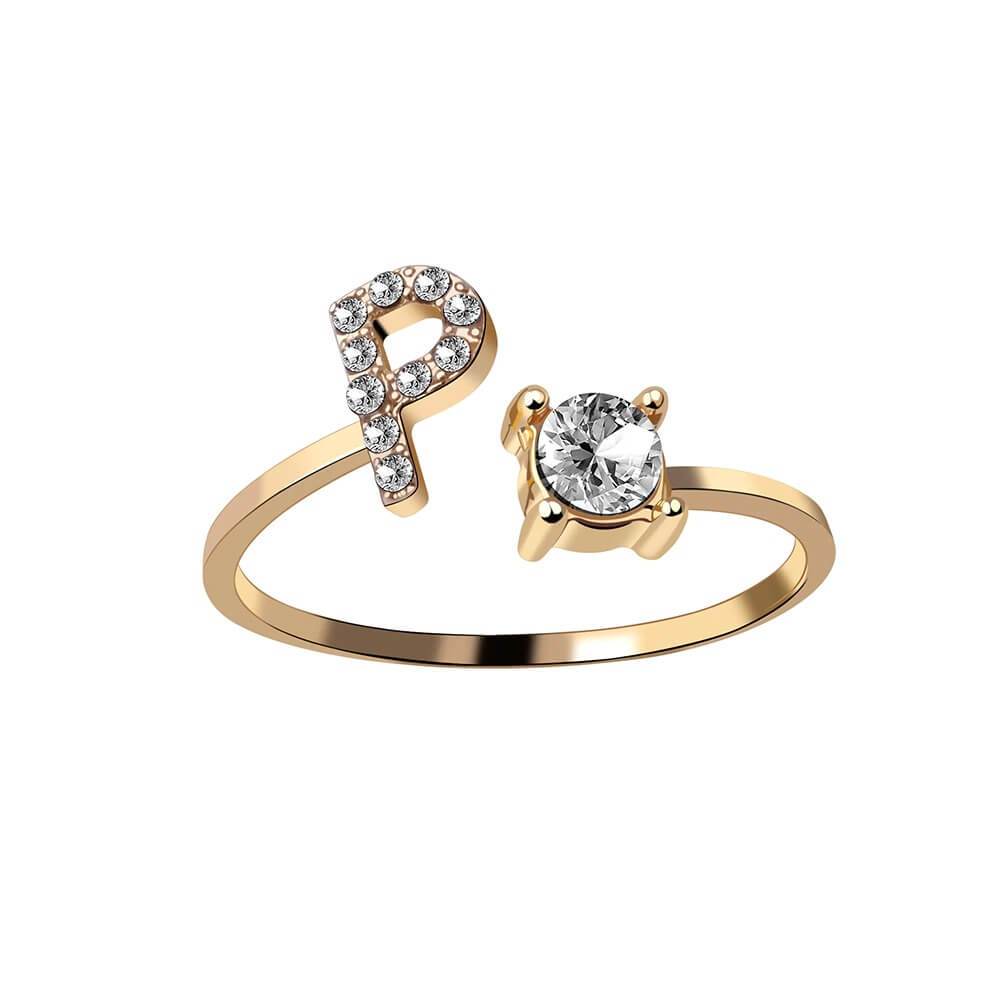 Nyla – Bague avec initiale et zirconias