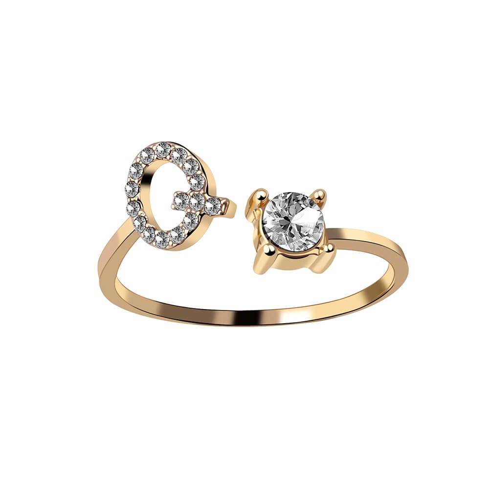 Nyla – Bague avec initiale et zirconias