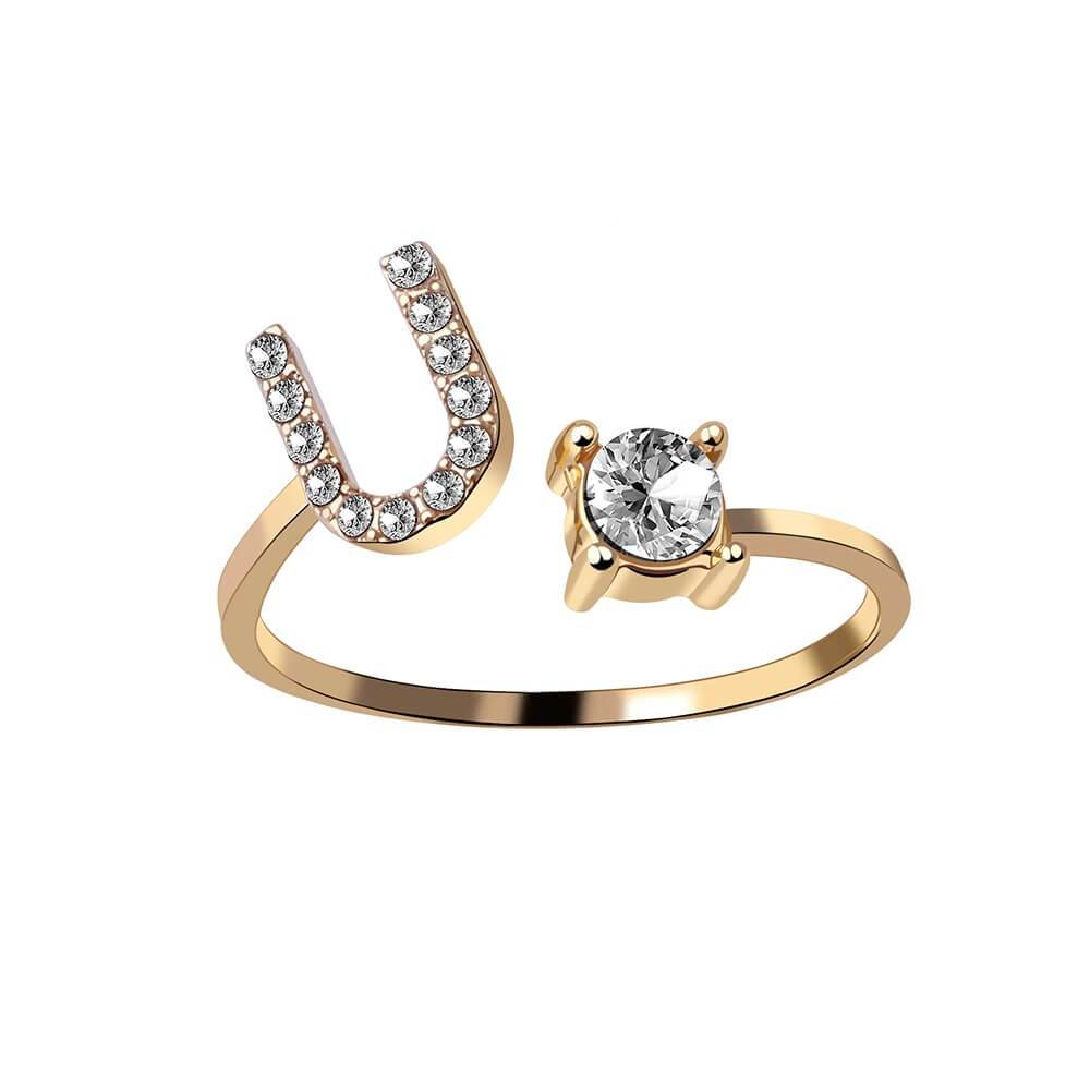 Nyla – Bague avec initiale et zirconias