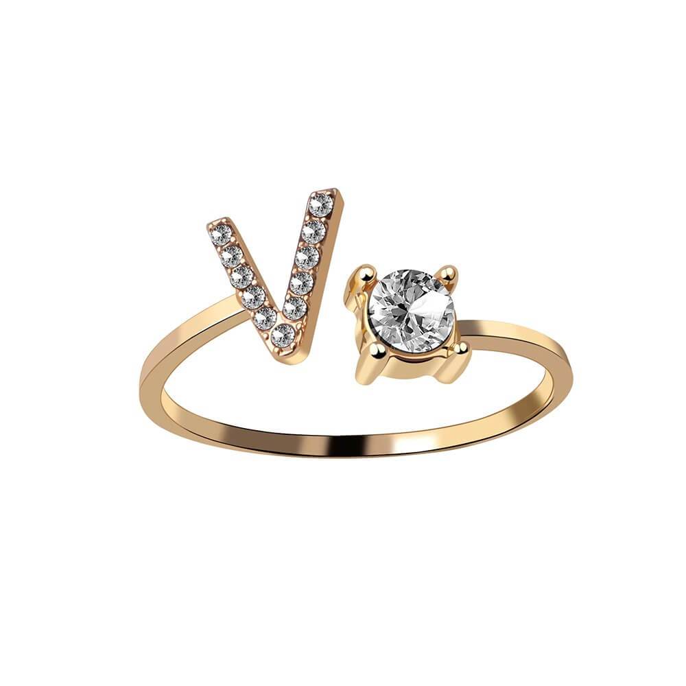 Nyla – Bague avec initiale et zirconias
