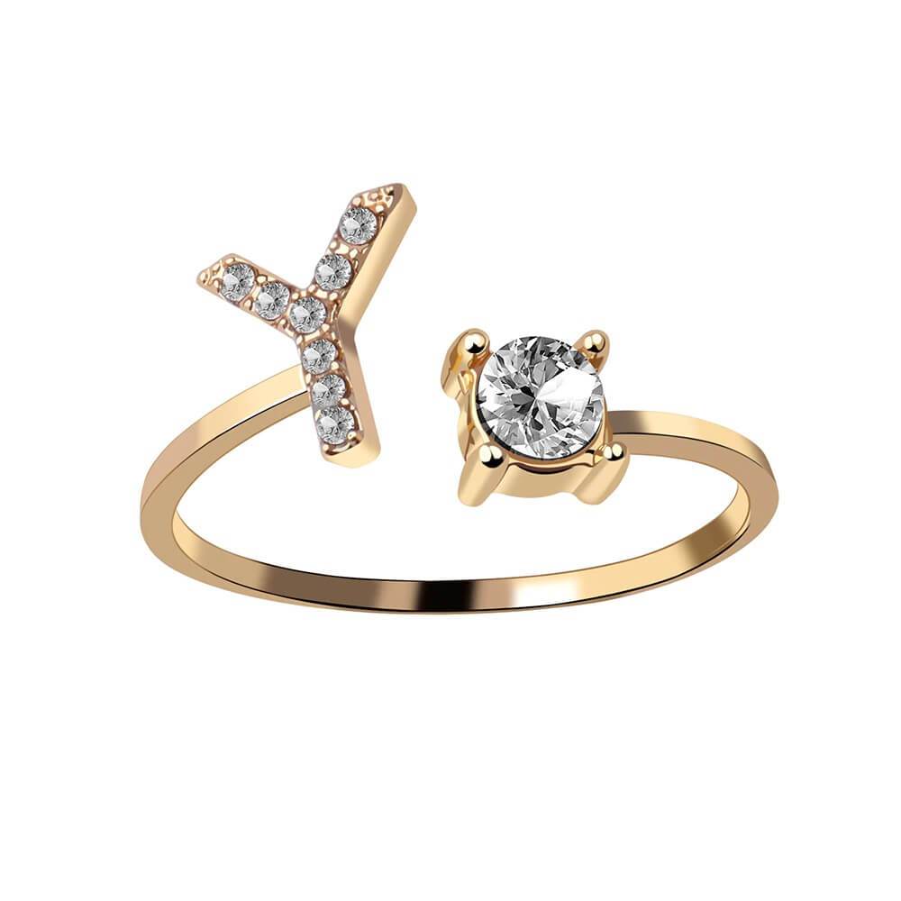Nyla – Bague avec initiale et zirconias