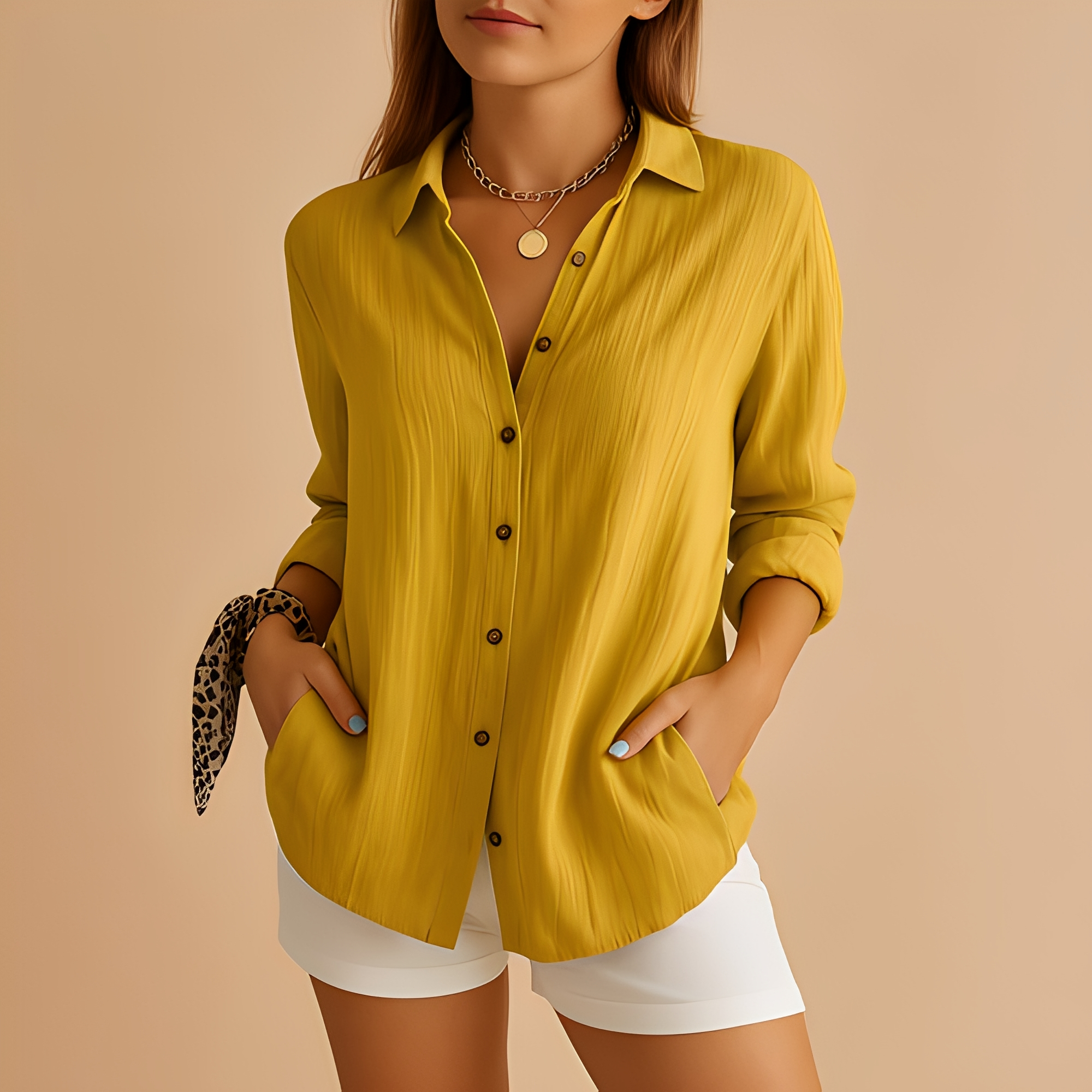 Aldina - Blouse décontractée à manches longues pour femmes