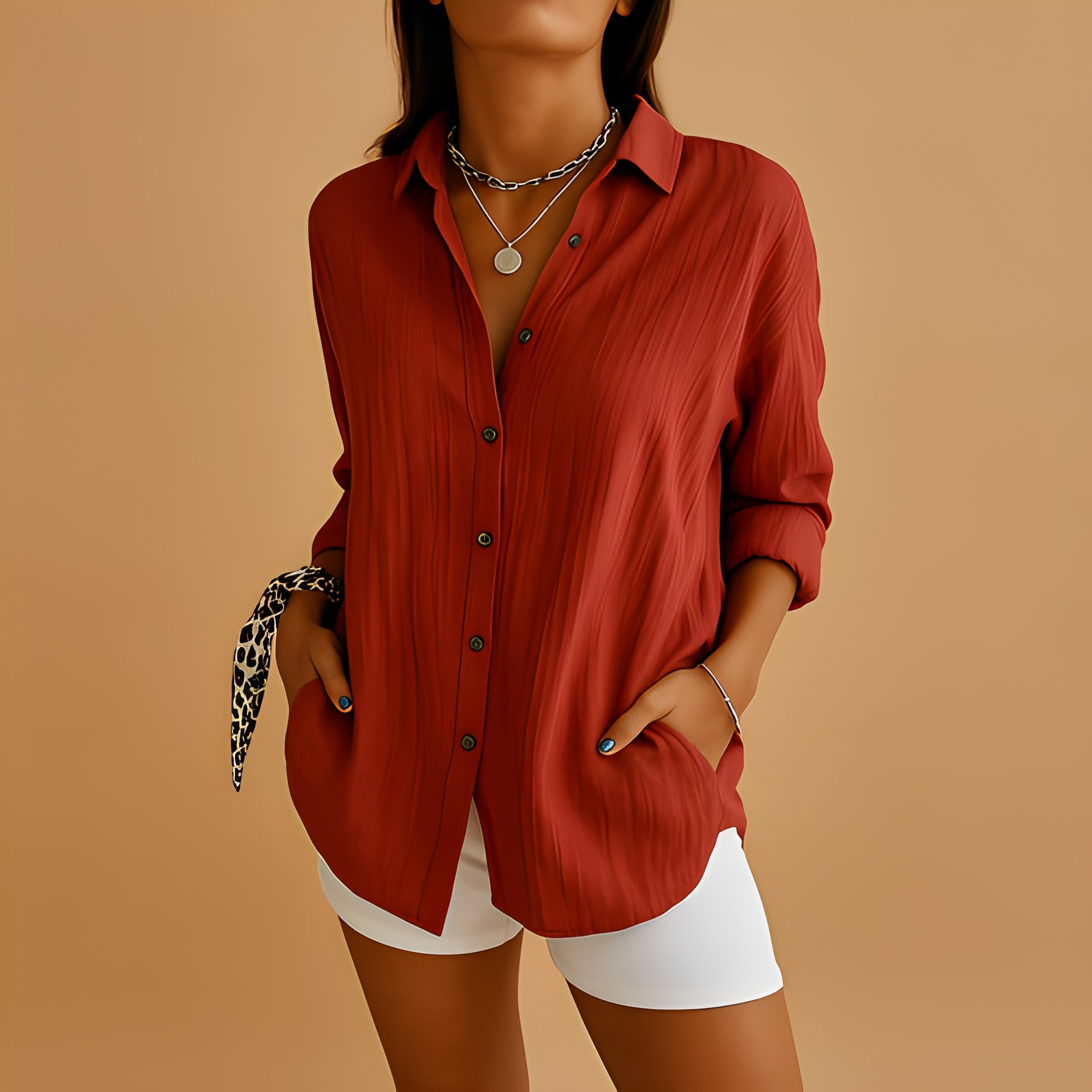 Aldina - Blouse décontractée à manches longues pour femmes